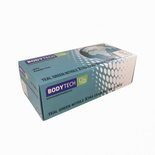 Bodytech Disposable Teal Long Cuff Nitrile Gloves JC23 M  100 Per Box